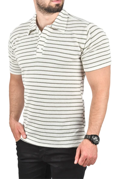 DeepSEA Slim Fit Nefes Alan Pamuklu Polo Yaka Tişört Dar Kesim Örme Kumaş Tişört 2501207 - 12