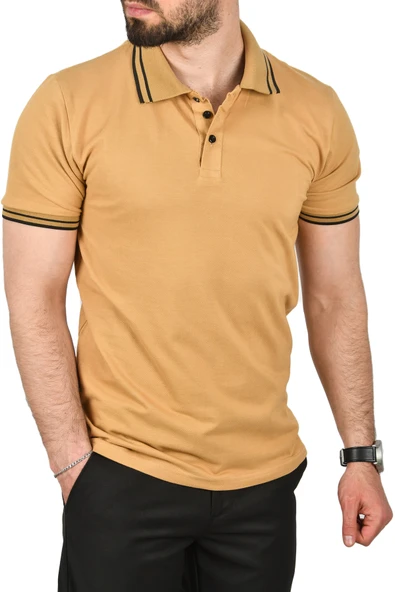 DeepSEA Slim Fit Pamuklu Kumaş Polo Yaka Tişört Nefes Alan Dar Kesim Kıvrılmaz Yaka Tişört 2503021 - 12
