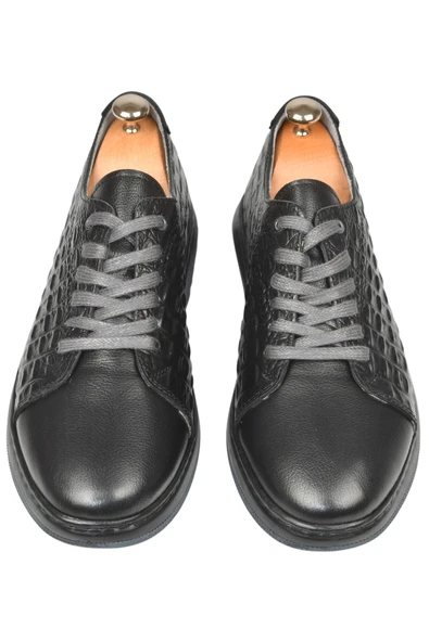 DeepSEA Yanları Kabartma Desenli Ortopedik Taban Hakiki Deri Casual Ayakkabı Sneaker 2509968 - Resim 2