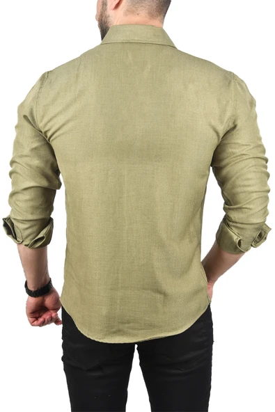 DeepSEA Slim Fit Dar Kesim Keten Gömlek Pamuklu Spor Gömlek 2501305 - 6