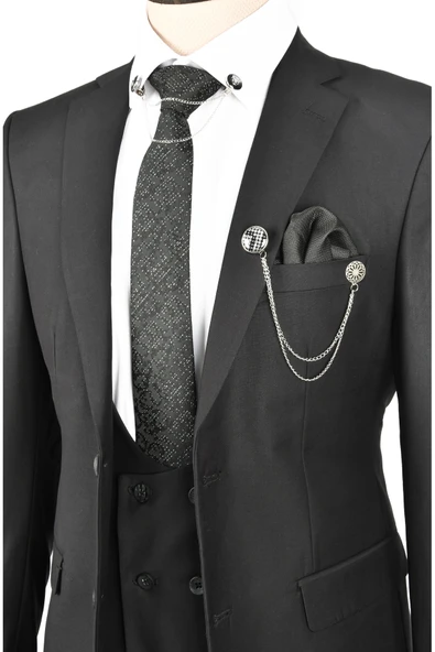 DeepSEA İtalyan Kesim Çift Yırtmaç 3lü Takım Elbise 2300528 - Resim 9