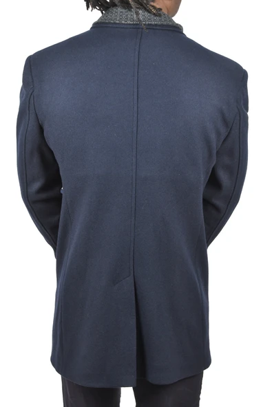 DeepSEA Çift Yaka Yakası Çıkabilen Dar Kesim Düğmeli Uzun Kaşe Kaban 2407001 - 10