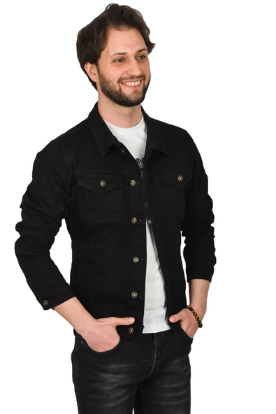 DeepSEA Slim Fit Likralı Kot Mont Jean Ceket 2201007 - 2