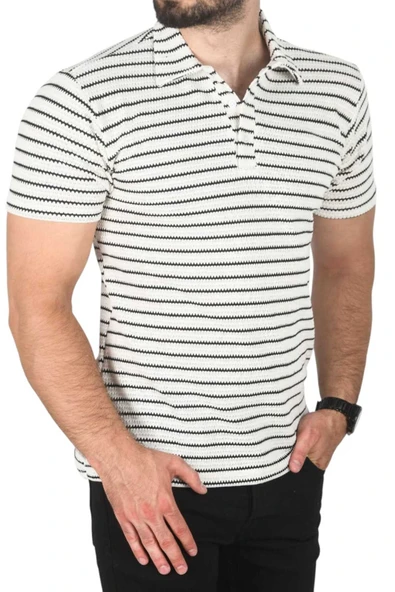 DeepSEA Slim Fit Nefes Alan Pamuklu Polo Yaka Tişört Dar Kesim Örme Kumaş Tişört 2501207 - 4