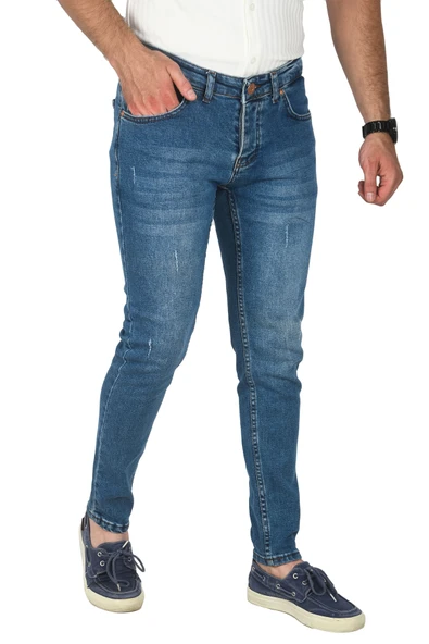DeepSEA Slim Fit Dar Kesim Likralı Jean Tırnak Taşlamalı Kot Pantolon 2508205 - 4
