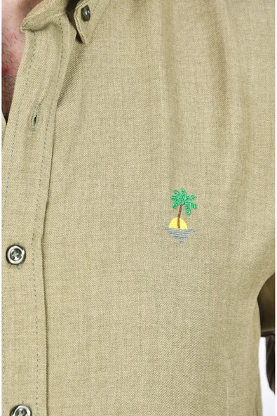 DeepSEA Slim Fit Dar Kesim Keten Gömlek Pamuklu Spor Gömlek 2501305 - 4