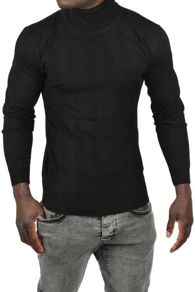 DeepSEA Slim Fit Baklava Desenli Tam Balıkçı Yaka Boğazlı Triko Balıkçı Yaka Kazak 2505507 ürün görseli