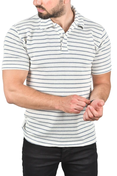 DeepSEA Slim Fit Nefes Alan Pamuklu Polo Yaka Tişört Dar Kesim Örme Kumaş Tişört 2501207 - 8