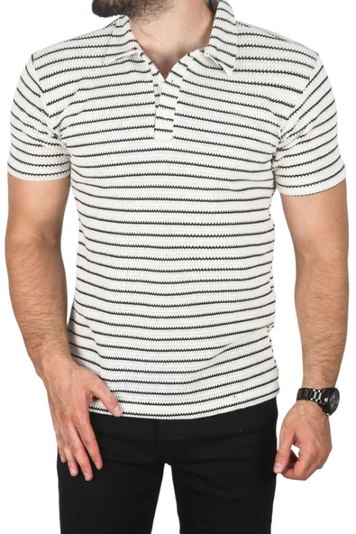 DeepSEA Slim Fit Nefes Alan Pamuklu Polo Yaka Tişört Dar Kesim Örme Kumaş Tişört 2501207 - 2