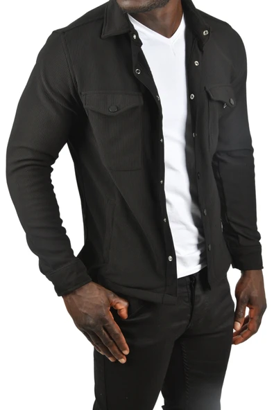 DeepSEA Örme Kumaş Gömlek Yaka Cepli Çıtçıtlı Slim Fit Spor Ceket 2500558 - 7