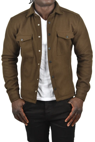 DeepSEA Dar Kesim Cepleri Kapaklı Çıtçıtlı İnce Kaşe Ceket Mont 2500559 - 6