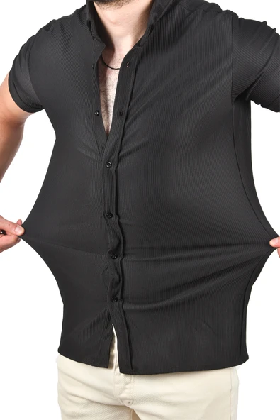 DeepSEA Slim Fit Likralı Spor Gömlek Dar Kesim Jakar Kumaş Kısa Kol Gömlek 2500804 - Resim 10