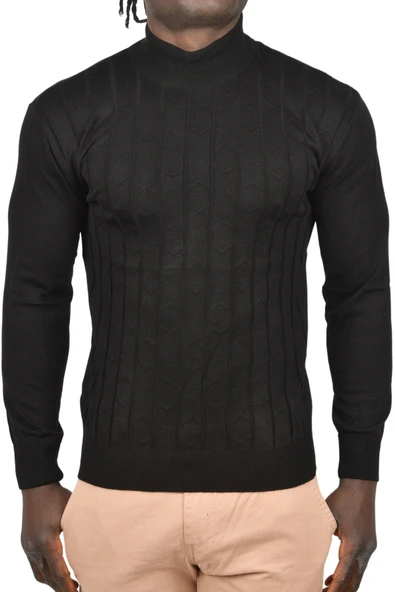 DeepSEA Çizgi Desenli Tüylenme Yapmayan Yarım Balıkçı Yaka Triko Kazak 2505501 - Resim 7