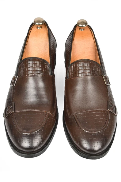 DeepSEA Desenli Çift Tokalı Neolit Taban Hakiki Deri Ayakkabı 2501001 - Resim 2