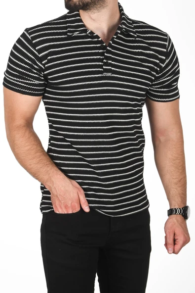 DeepSEA Slim Fit Nefes Alan Pamuklu Polo Yaka Tişört Dar Kesim Örme Kumaş Tişört 2501207 - 5