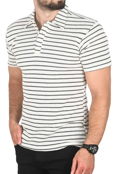 DeepSEA Slim Fit Nefes Alan Pamuklu Polo Yaka Tişört Dar Kesim Örme Kumaş Tişört 2501207 - 1