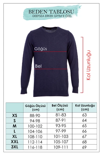 DeepSEA Yarım Balıkçı Yaka Çizgili Tüylenmeyen Slim Fit Triko Kazak 2505491 - Resim 3