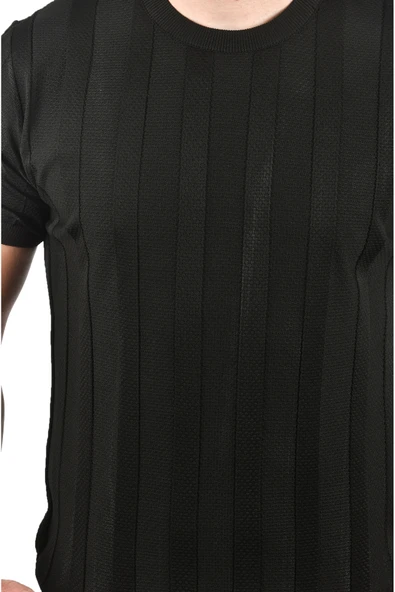 DeepSEA Dar Kesim Pamuklu Triko Tişört Slim Fit Nefes Alan Bisiklet Yaka Tişört 2504348 - Resim 9