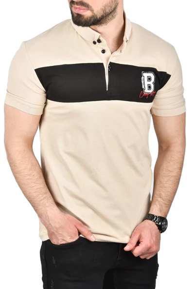 DeepSEA Erkek Slim Fit Nefes Alan Pamuklu Kumaş Dar Kesim Kıvrılmaz Yaka Polo Yaka Tişört 2503019 - Resim 6