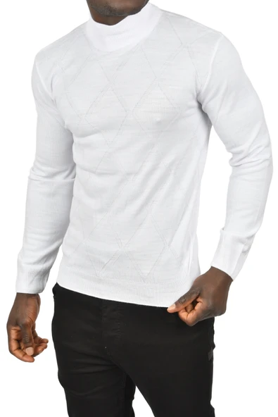 DeepSEA Baklava Desenli Yarım Balıkçı Yaka Boğazlı Triko Kazak 2505508 - Resim 2