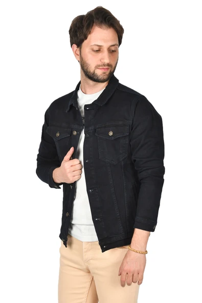 DeepSEA Slim Fit Likralı Kot Mont Jean Ceket 2201007 - 8