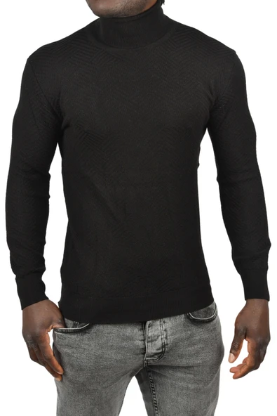 DeepSEA  Desenli Dar Kesim Tam Balıkçı Yaka Triko Boğazlı Kazak 2505510 - Resim 6