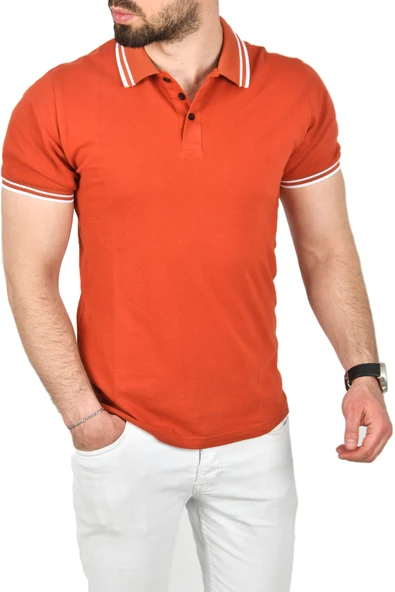 DeepSEA Slim Fit Pamuklu Kumaş Polo Yaka Tişört Nefes Alan Dar Kesim Kıvrılmaz Yaka Tişört 2503021 - 2
