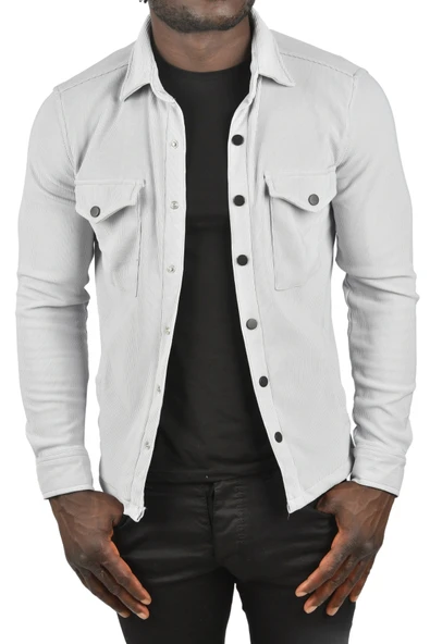 DeepSEA Örme Kumaş Gömlek Yaka Cepli Çıtçıtlı Slim Fit Spor Ceket 2500558 - 8