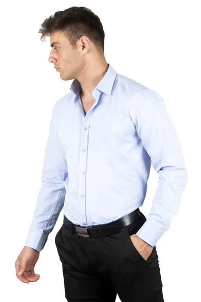 DeepSEA Dik Yaka Slim Fit Kesim Pamuk Saten Erkek Gömlek 2209615 - 10