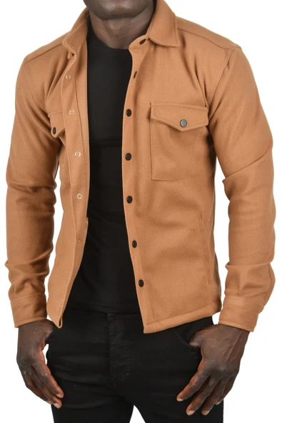 DeepSEA Dar Kesim Cepleri Kapaklı Çıtçıtlı İnce Kaşe Ceket Mont 2500559