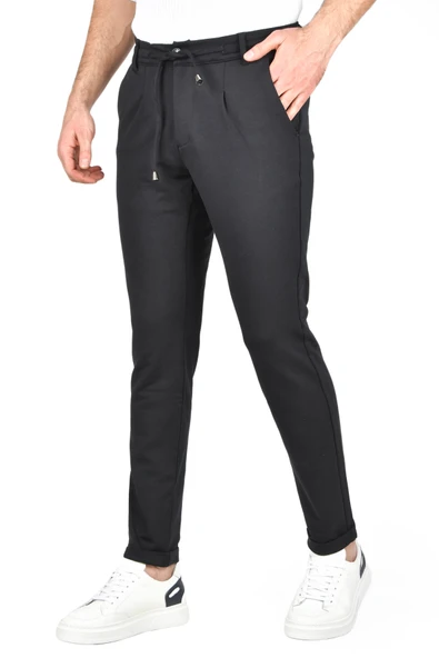 DeepSEA Beli Lastikli Slim Fit Likralı Duble Paça Penye Spor Pantolon 2502385 - 5