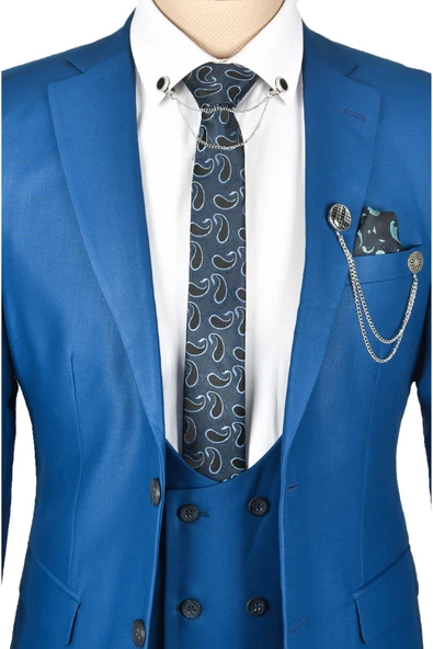 DeepSEA İtalyan Kesim Çift Yırtmaç 3lü Takım Elbise 2300528 - Resim 10