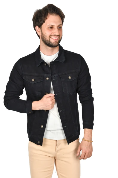 DeepSEA Slim Fit Likralı Kot Mont Jean Ceket 2201007 - 6