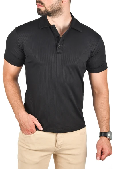 DeepSEA Slim Fit Polo Yaka Tişört Dar Kesim Likralı Yakalı Tişört 2501215 - Resim 4