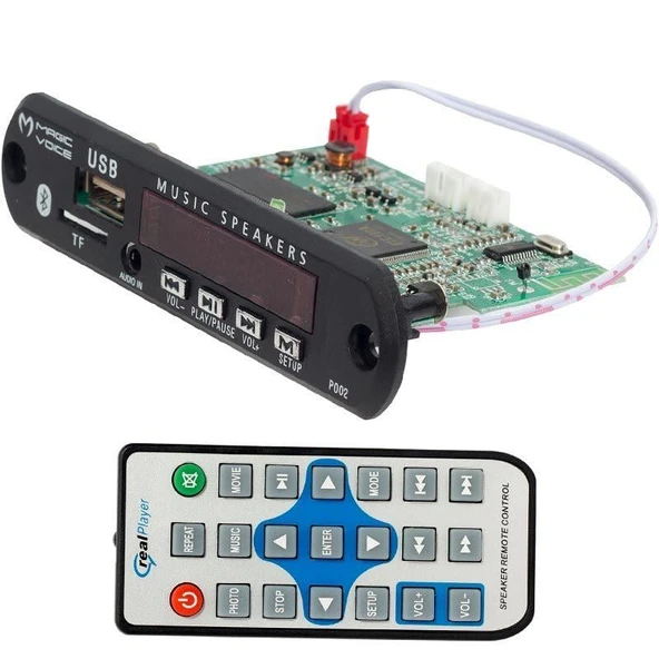Magicvoice MP5 USB-SD-MMC-Bluetooth 12V-500Ma Kumandalı Çevirici Dijital Video Player Board - 3