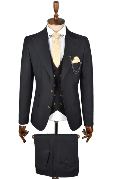 DeepSEA Sivri Yaka Slim Fit 3lü Takım Elbise 2300244 ürün görseli