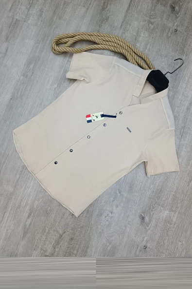 DeepSEA Gofre Kumaş Hakim Yaka Slim Fit Likralı Çıtçıtlı Kısa Kollu Gömlek 2403018 - Resim 11