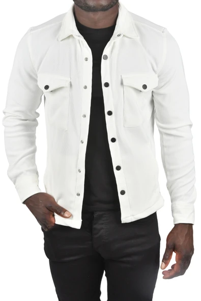 DeepSEA Örme Kumaş Gömlek Yaka Cepli Çıtçıtlı Slim Fit Spor Ceket 2500558