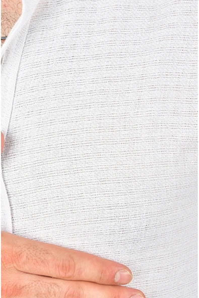 DeepSEA Slim Fit %100 Pamuk Keten Gömlek Dar Kesim Dokulu Keten Gömlek 2501302 - Resim 4