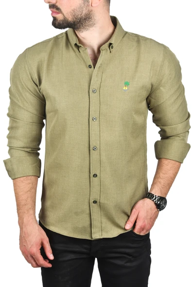 DeepSEA Slim Fit Dar Kesim Keten Gömlek Pamuklu Spor Gömlek 2501305