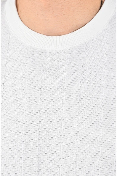 DeepSEA Dar Kesim Pamuklu Triko Tişört Slim Fit Nefes Alan Bisiklet Yaka Tişört 2504348 - Resim 2