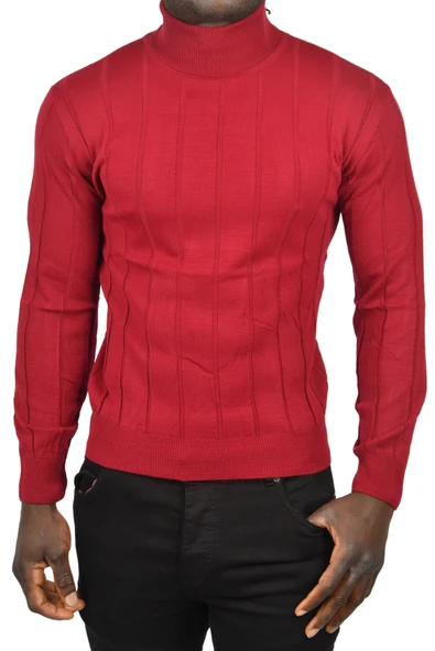 DeepSEA Slim Fit Likralı Tam Balıkçı Yaka Çizgili Boğazlı Kazak 2505504 - Resim 8