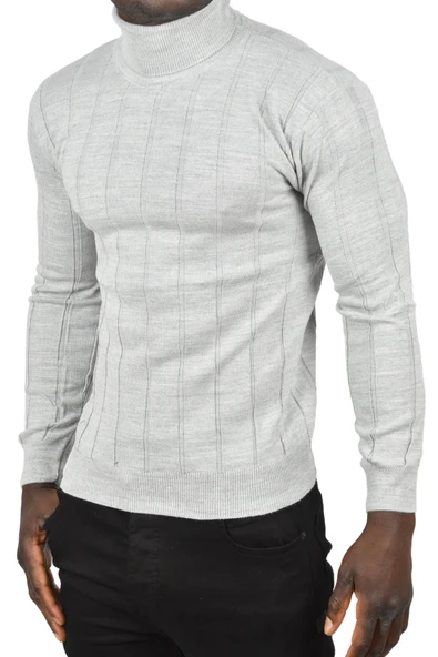 DeepSEA Slim Fit Likralı Tam Balıkçı Yaka Çizgili Boğazlı Kazak 2505504 - Resim 7