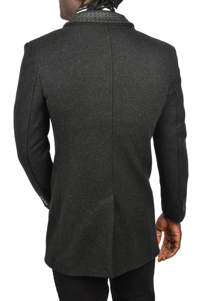 DeepSEA Çift Yaka Yakası Çıkabilen Dar Kesim Düğmeli Uzun Kaşe Kaban 2407001 - 5