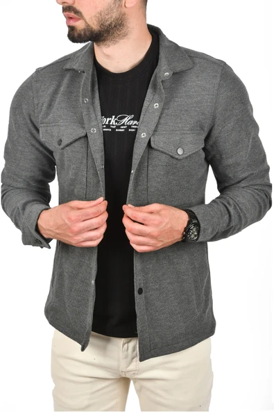 DeepSEA Örme Kalın Kumaş Gömlek Yaka Çıtçıtlı Cepleri Kapaklı Spor Ceket 2500557 - 11