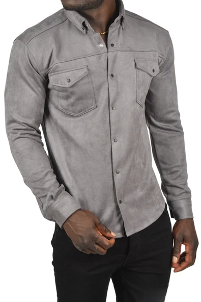 DeepSEA Kırışmayan Süet Kumaş ÇıtÇıtlı Cepli Slim Fit Mevsimlik Gömlek 2302329 - Resim 6