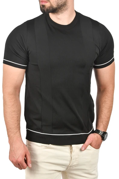 DeepSEA Dar Kesim Pamuklu Tişört Slim Fit Nefes Alan Bisiklet Yaka Triko Tişört 2504347 - Resim 5