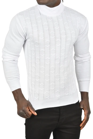 DeepSEA Çizgi Desenli Tüylenme Yapmayan Yarım Balıkçı Yaka Triko Kazak 2505501 - Resim 4