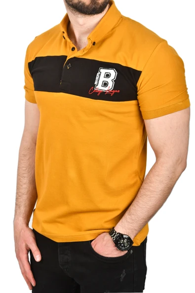 DeepSEA Erkek Slim Fit Nefes Alan Pamuklu Kumaş Dar Kesim Kıvrılmaz Yaka Polo Yaka Tişört 2503019 - Resim 11