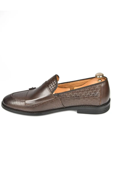 DeepSEA Desenli Çift Tokalı Neolit Taban Hakiki Deri Ayakkabı 2501001 - Resim 5